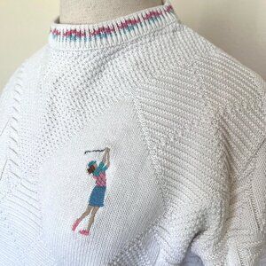 90's Golf Sweater - Pullover - Embroidered - Size Small